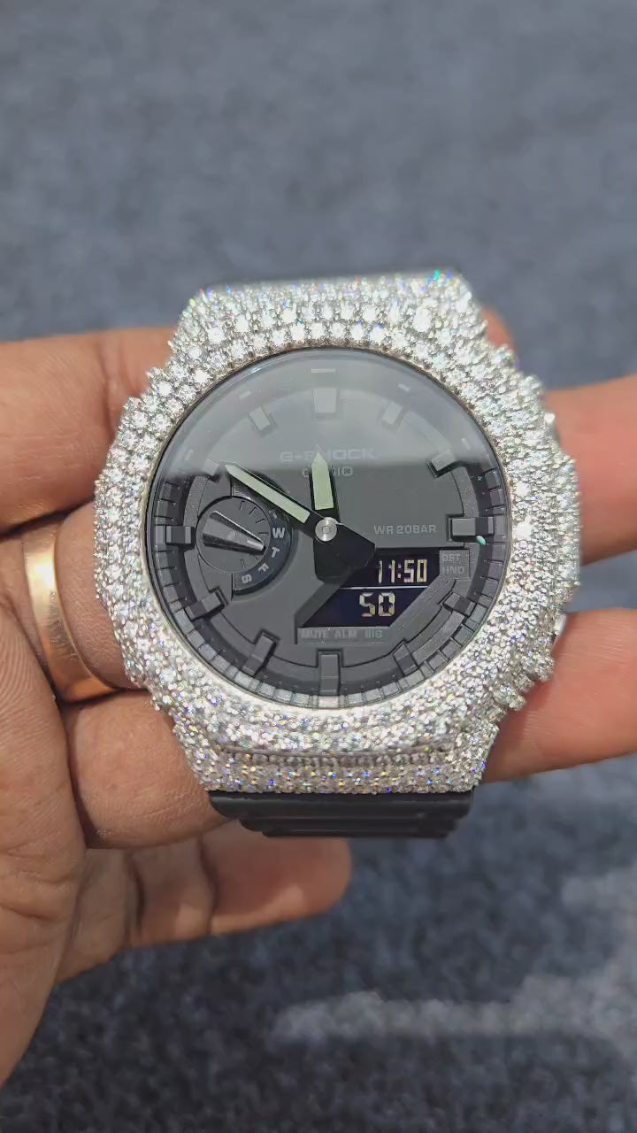 Iced Out VVS Moissanite analog Two Tone Wrist watch Gift for Men women