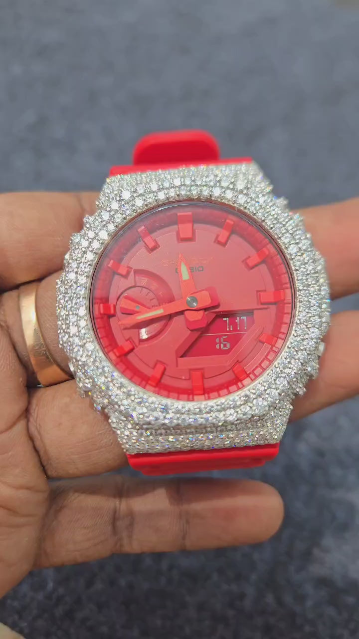 Fine Round Brilliant Cut Moissanite Fully Iced Out Wrist watch For Men