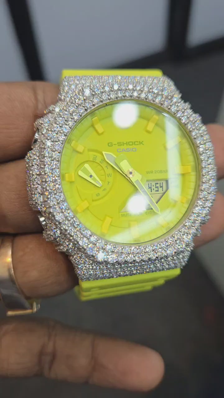 Original g-shock world wide warranty Wrist Watch With Fully Studded Moissanite Diamonds
