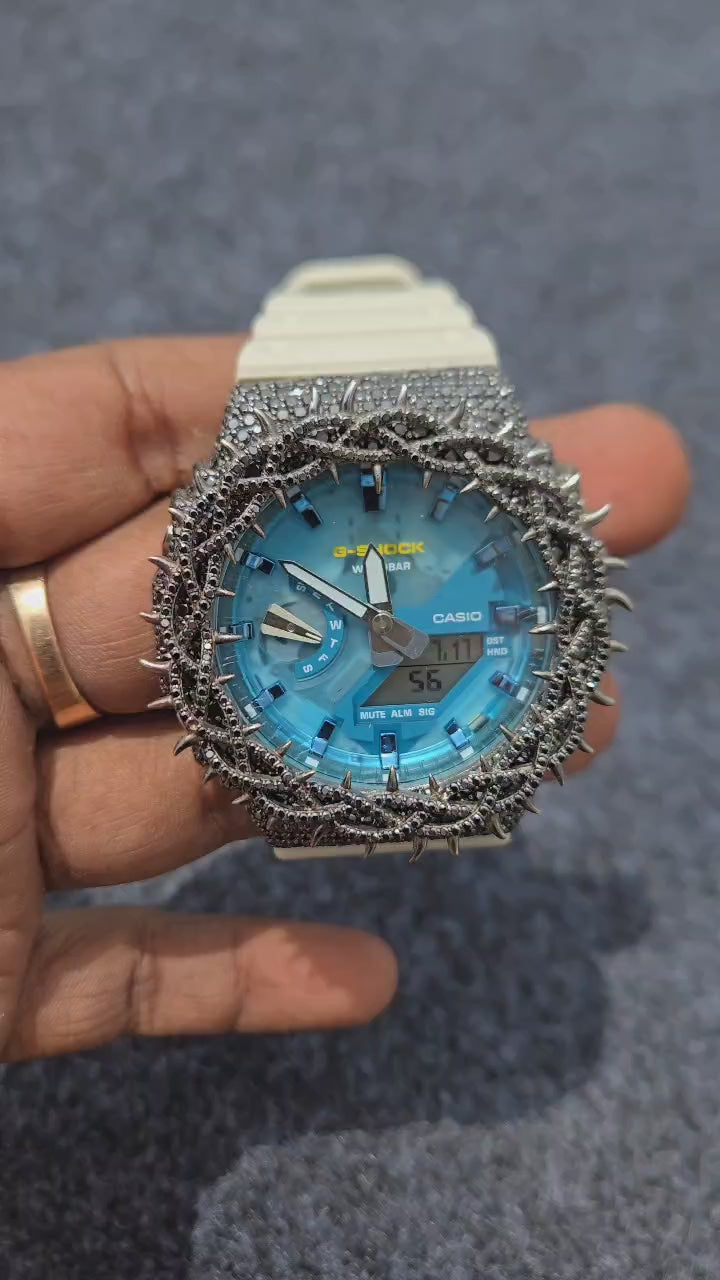 Hand Made Moissanite Round Cut VVs Clarity Diamond Iced Out Hip Hop Watch
